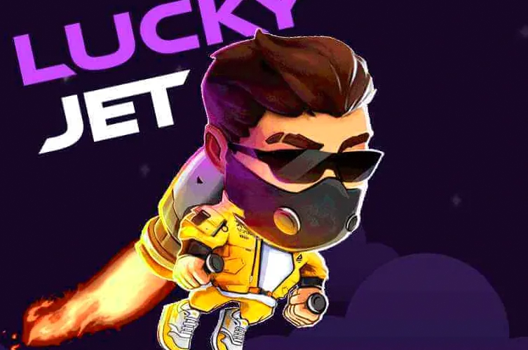 Lucky Jet character flying with a jetpack